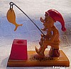 SOLD Bakelite Folk Art Gnome Fishing 