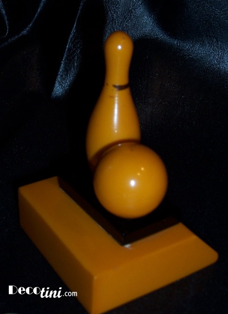 SOLD Bakelite Mini Bowling Trophy or Desktop Award
