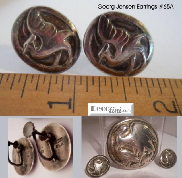 Georg Jensen Exotic Winged Creature Earrings #65a.