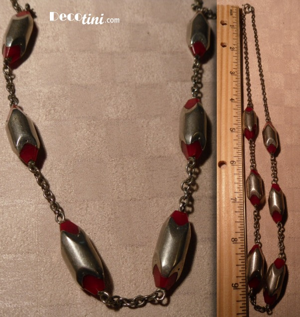 SOLD Red Galalith + Chrome Industrial Necklace