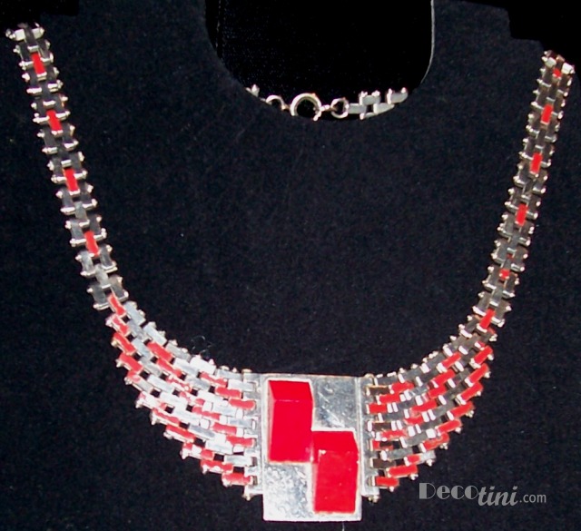 Chrome Red Mesh Necklace-SOLD