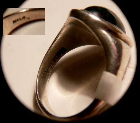 Kalo Bloodstone Art Deco Sterling Ring
