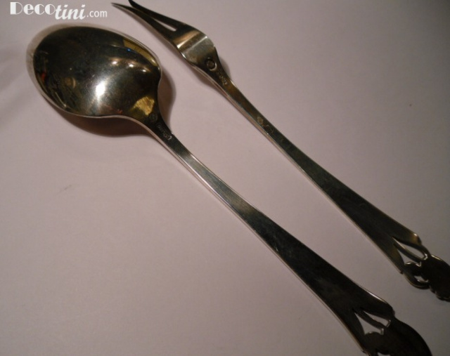 Woodlily Sterling Silverware Serving Pieces (2) Spoon and Cold Meat Fork