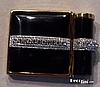 Rhinestone and Black Enamel Compact.