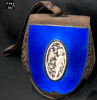 Antique Elephant Hide, Ivory and Guilloche Enamel Handbag 