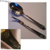 Woodlily Sterling Silverware Serving Pieces (2) Spoon and Cold Meat Fork